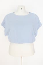 blusa basiq feminina azul com ajuste por elástico