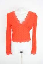 blusa dom fashion feminina laranja com bordado