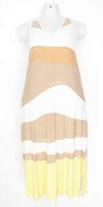 vestido marfinno feminino com recortes em cores