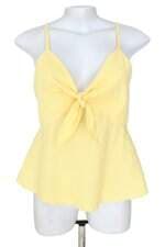 blusa Shoulder feminina amarela xadrez com peplum
