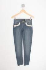 calça jeans nine pockets feminina azul com spikes