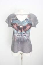 blusa vinculo basic feminina cinza estampada