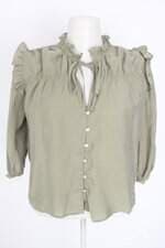 camisa zara feminina verde com babado