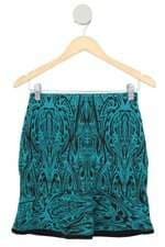 saia audiovisual feminina bicolor com cós com elástico e peplum