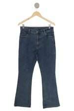 calça jeans flare feminina azul denim