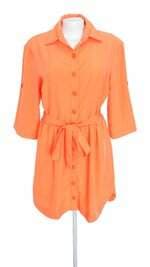 vestido feminino Amandine laranja com faixa na cintura