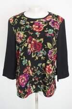 blusa george feminina floral com barra mullet