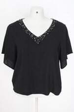 blusa feminina preta com aplique