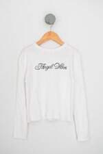 blusa manga longa kids branca com aplique