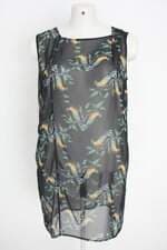 vestido cllichê feminino preto estampado com transparência