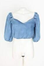 blusa sol jeans feminina azul