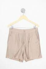 shorts feminino marrom com forro e pregas