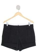 shorts fit feminino preto com barra italiana e pregas