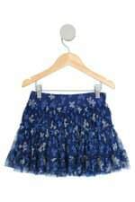 saia Puc kids azul com babado e forro