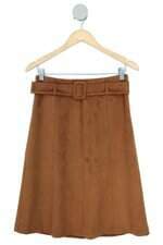 saia C&A feminina marrom com cinto