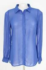 camisa just be feminina azul com transparência