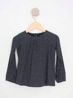 blusa gap kids azul estampada com forro e pregas