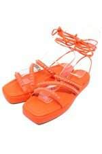 sandália mist feminina laranja com aplique