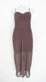 vestido riachuelo feminino marrom estampado com meio forro