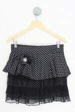 saia forever18 feminina preta com aplique e tule