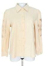 camisa feminina miss fashion bege com bordado