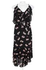 Vestido Midi Ateen estampado com babado e franzido