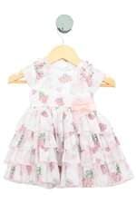 vestido kids floral com aplique e faixa na cintura