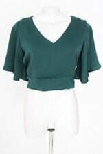 blusa exinia gilrs feminina verde com faixa na cintura