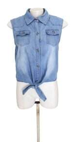 camisa jeans top orange feminina azul