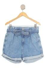 shorts jeans Riachuelo feminino azul com faixa na cintura