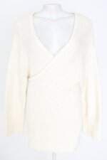 casaco de tricô Zara feminino off white com faixa na cintura