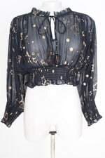 blusa Farm feminina preta com silk