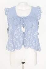 blusa Zara feminina listrada com bordado