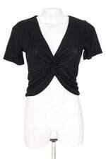 blusa Zara feminina preta com drapeado