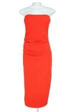 Vestido Midi H&M feminino laranja com drapeado e fenda