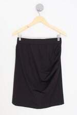 saia flua feminina preta com drapeado