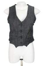 colete jeans checklist feminino cinza