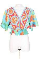blusa feminina estampada com franzido