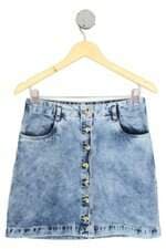 saia jeans vuelo feminina azul