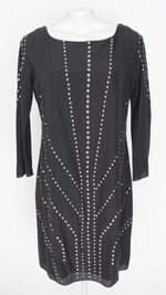 vestido carlos miele feminino preto com aplique e forro