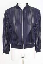 jaqueta Zara feminina azul com transparência