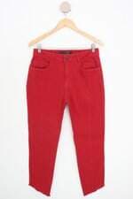 calça de sarja Shoulder feminina vermelha