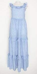vestido Renner feminino azul estampado com babado