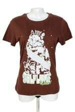 camiseta baby look emporio feminina marrom com silk