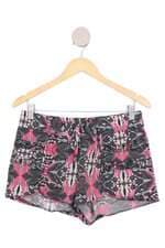 shorts John John feminino estampado com cós com elástico e paetê