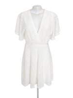 vestido Zinzane feminino branco com faixa na cintura e forro