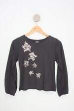 blusa zara kids cinza com paetê