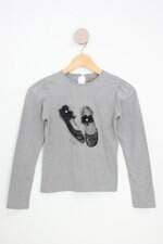 blusa kids cinza com paetê
