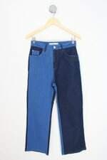 calça jeans lebôh feminina azul com recortes