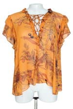 blusa Animale feminina amarela com transparência